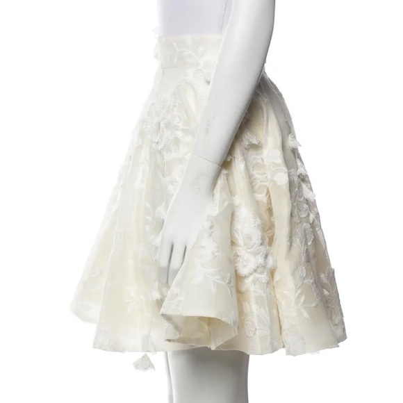 Zimmermann Postcard Floral-Appliqued Linen-Silk Full Mini Skirt Size Zimm 1 - Picture 13 of 16